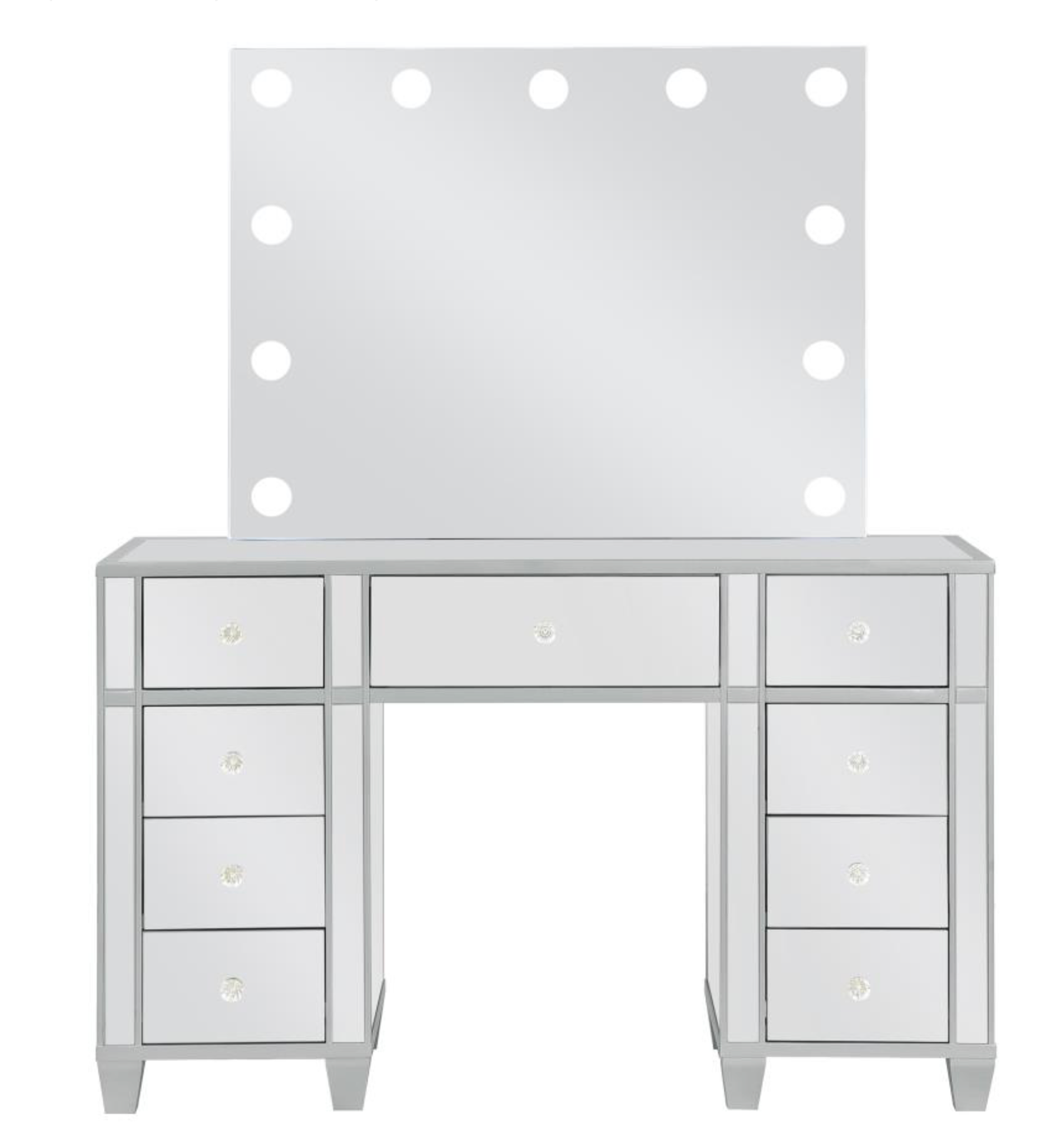 930242 -Allora 9-drawer Vanity Set with Lighting Metallic Silver