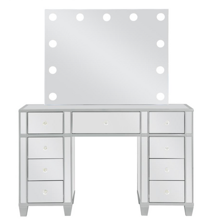930242 -Allora 9-drawer Vanity Set with Lighting Metallic Silver