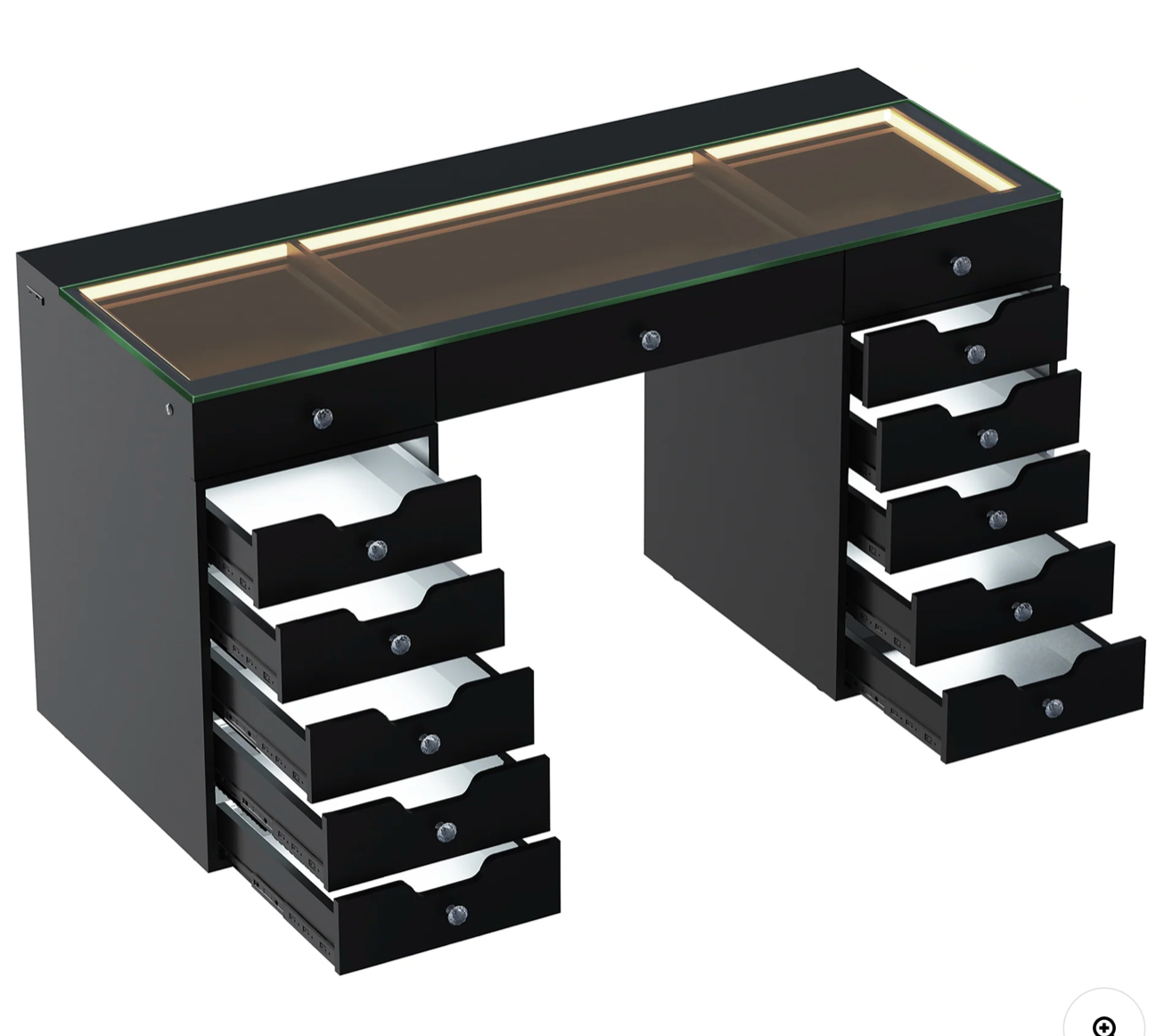 VANITII Eva Vanity Desk - 13 Storage Drawers with Full Light