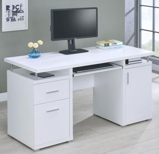 800108 -Tracy 55-inch 2-drawer Office Computer Desk White