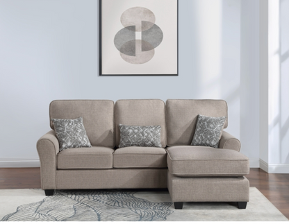 8201 DARK GRAY- Reversible Fabric Comfort Cushioned Flared Round Arm Sectional Sofa
