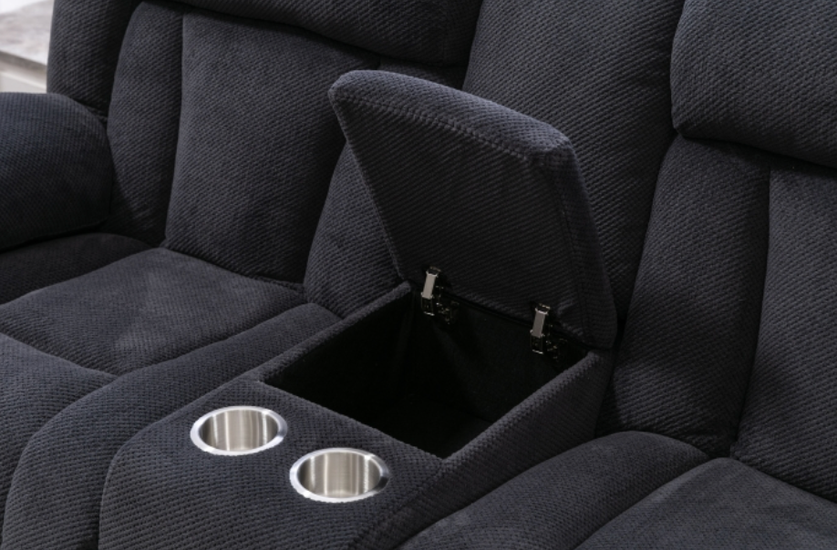 8049-2PC 2PC DARK GRAY Fabric Manual Reclining Sofa Set
