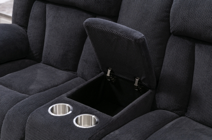 8049-2PC 2PC DARK GRAY Fabric Manual Reclining Sofa Set