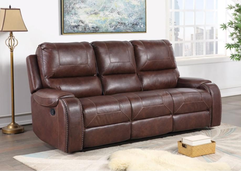 8026-3PC 3PC BROWN Manual Recliner Rocking Sofa Set w/ USB + Power Outlets