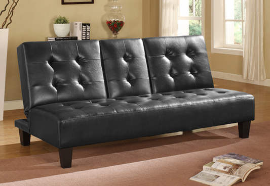 7502-BK BLACK PVC / Faux Leather Futon Sofa Bed